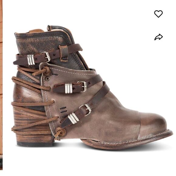 Sz 9 freebird crue grey black multi ankle boot/bootie moto lace - Picture 3 of 9